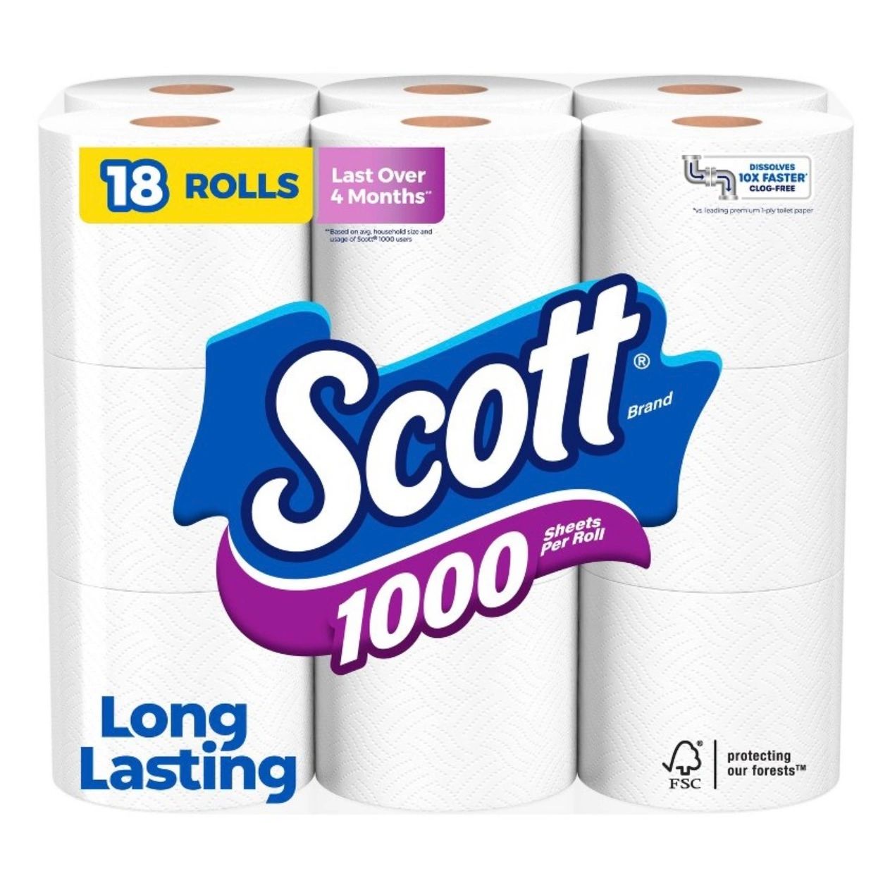 Scott 1000 Septic-Safe 1-Ply Toilet Paper - 18 Rolls