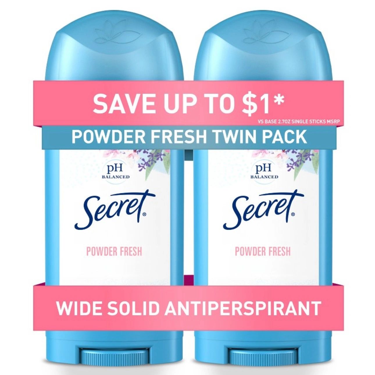 Secret Solid Antiperspirant & Deodorant - Powder Fresh Scent - 2.7oz/2ct