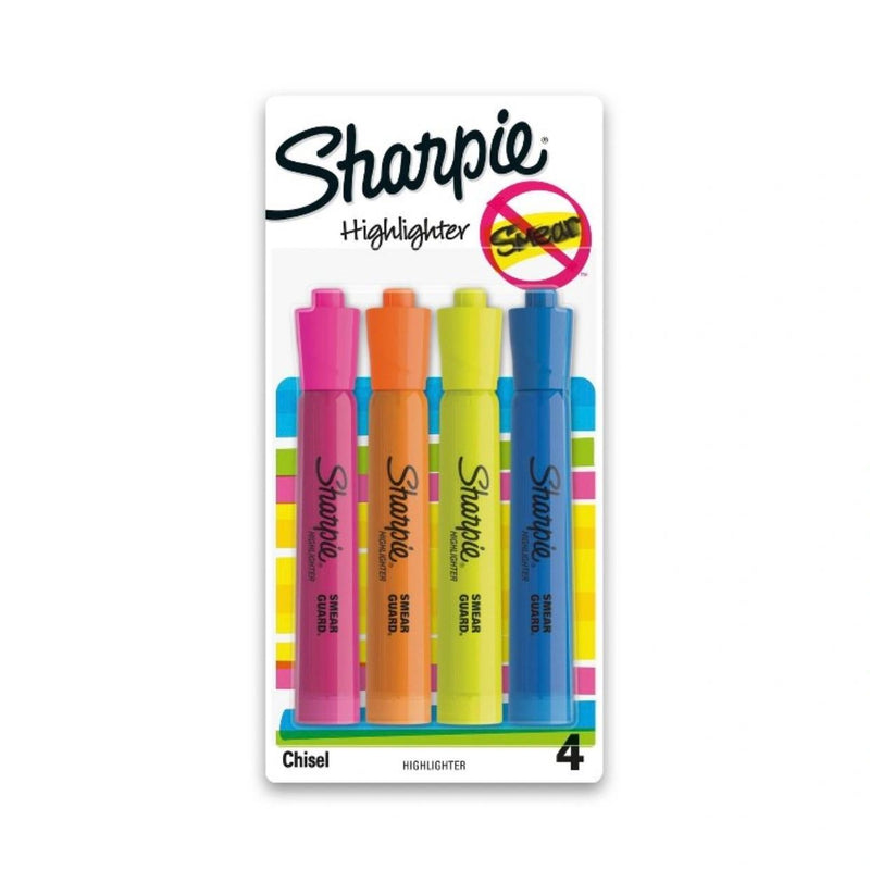 Sharpie 4pk Highlighters Smear Guard Chisel Tip Multicolored