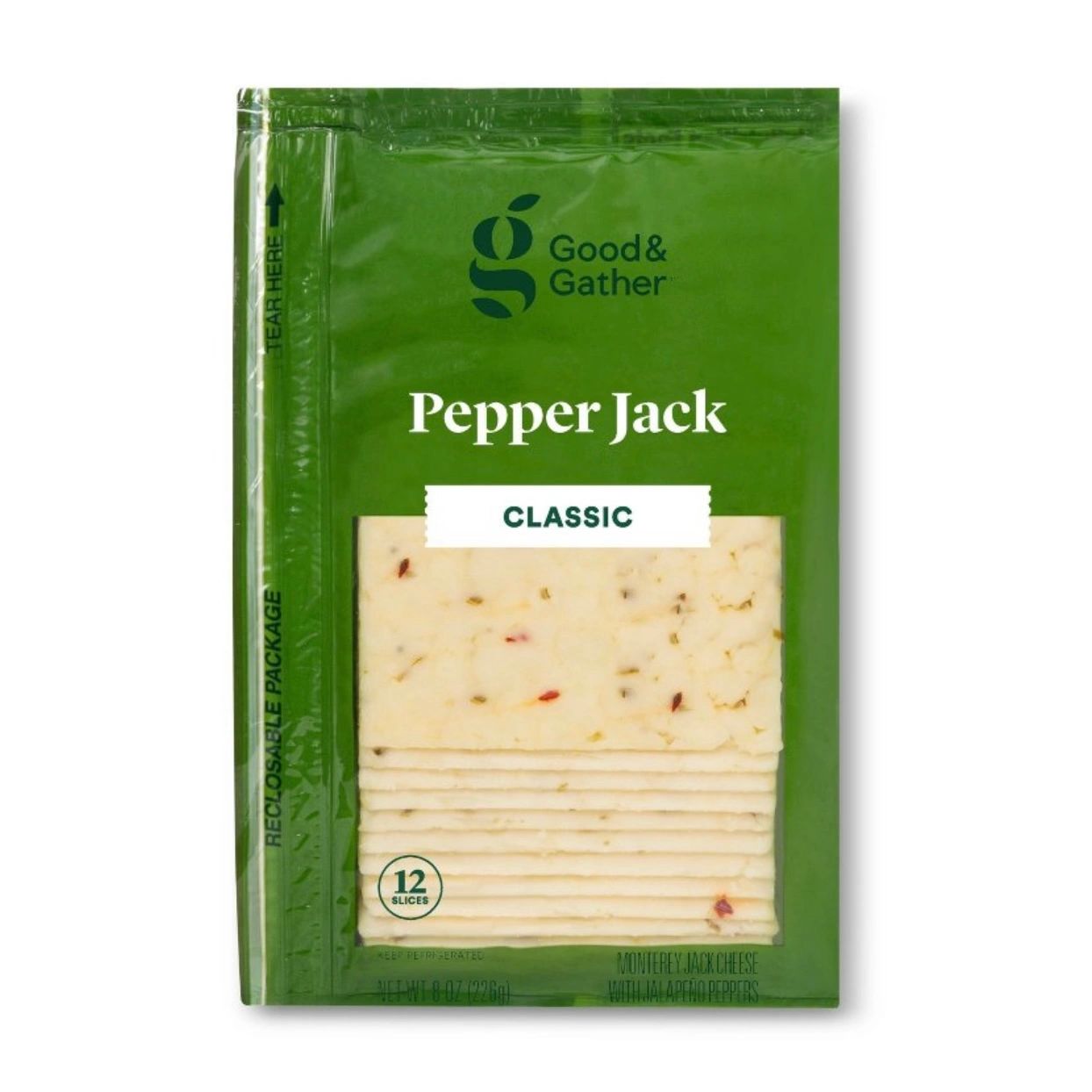 Pepper Jack Deli Sliced Cheese - 8oz/12 slices - Good & Gather™