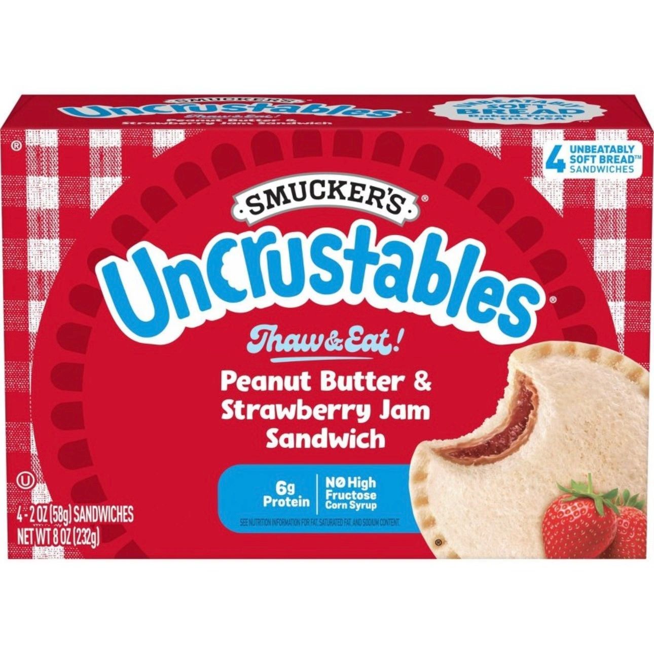 Smucker's Uncrustables Frozen Peanut Butter & Strawberry Jam Sandwich - 8oz/4ct