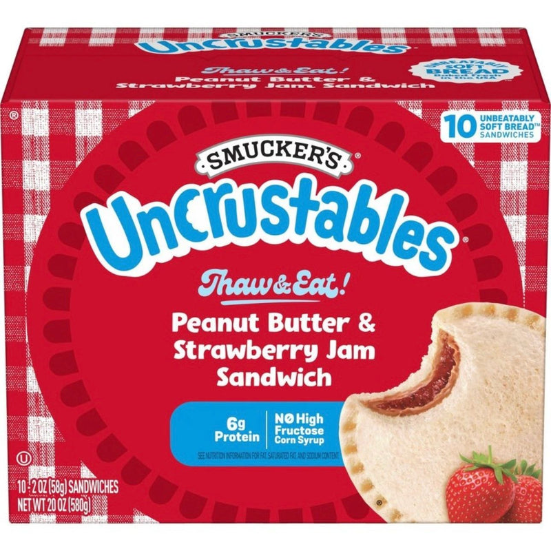 Sucker's Uncrustables Frozen Peanut Butter & Strawberry Jam Sandwich - 20oz/10ct