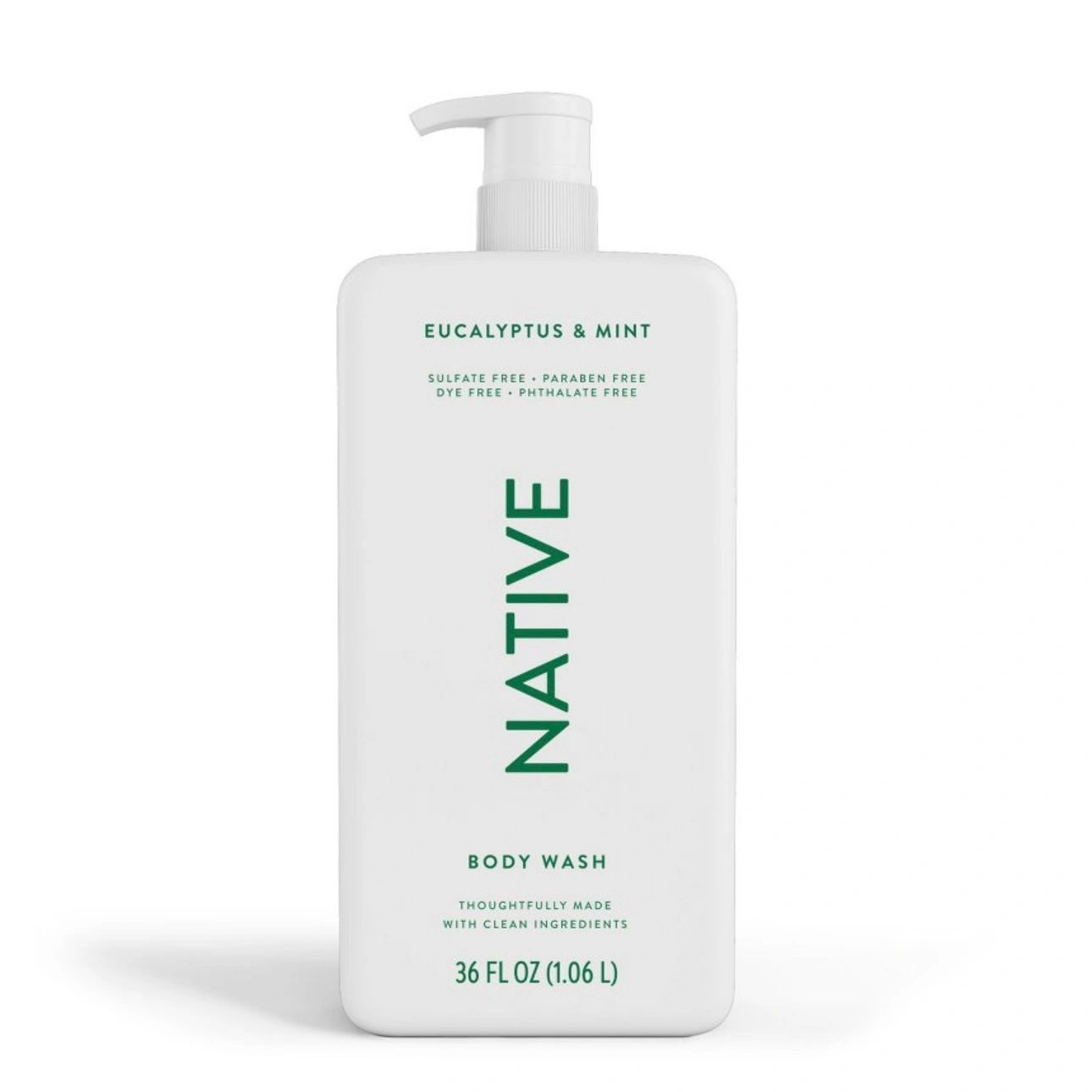 Native Body Wash for Men & Women - Eucalyptus & Mint - Sulfate Free with Pump - 36 fl oz