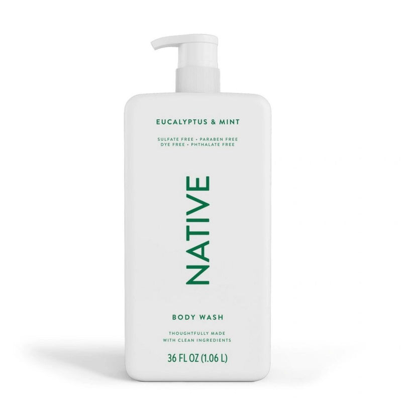 Native Body Wash for Men & Women - Eucalyptus & Mint - Sulfate Free with Pump - 36 fl oz
