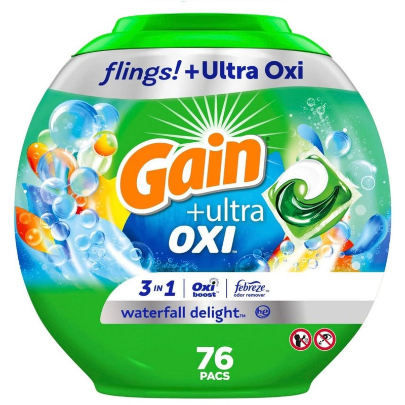 Gain Flings Waterfall Delight HE Compatible Laundry Detergent Soap Pacs - 54oz/76ct