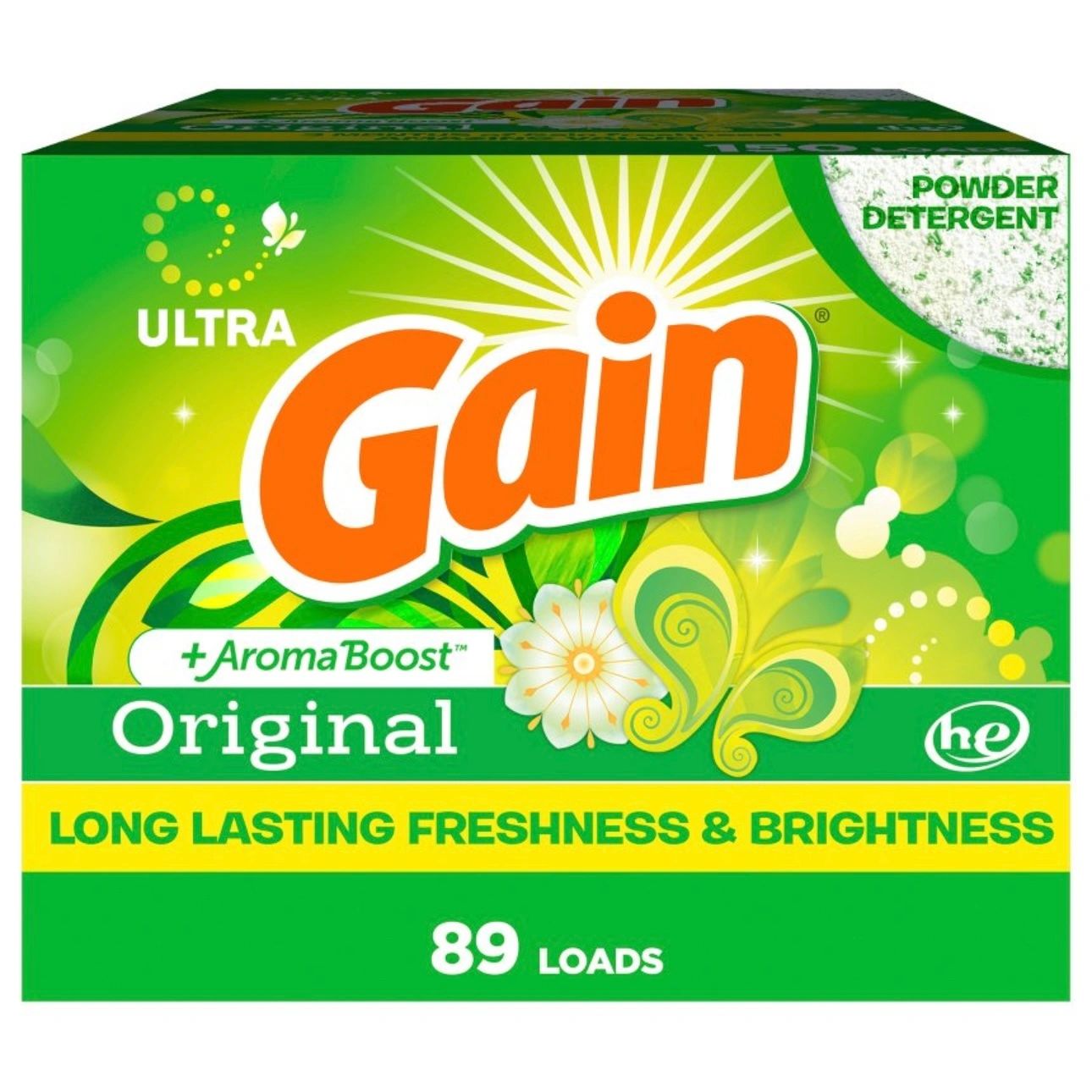 Gain Original HE Compatible Powder Laundry Detergent - 89 Loads/82oz