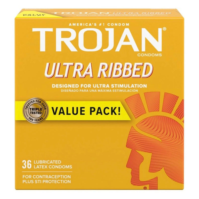 Trojan Ultra Ribbed Lubricated Latex Condoms Value Pack - 36ct