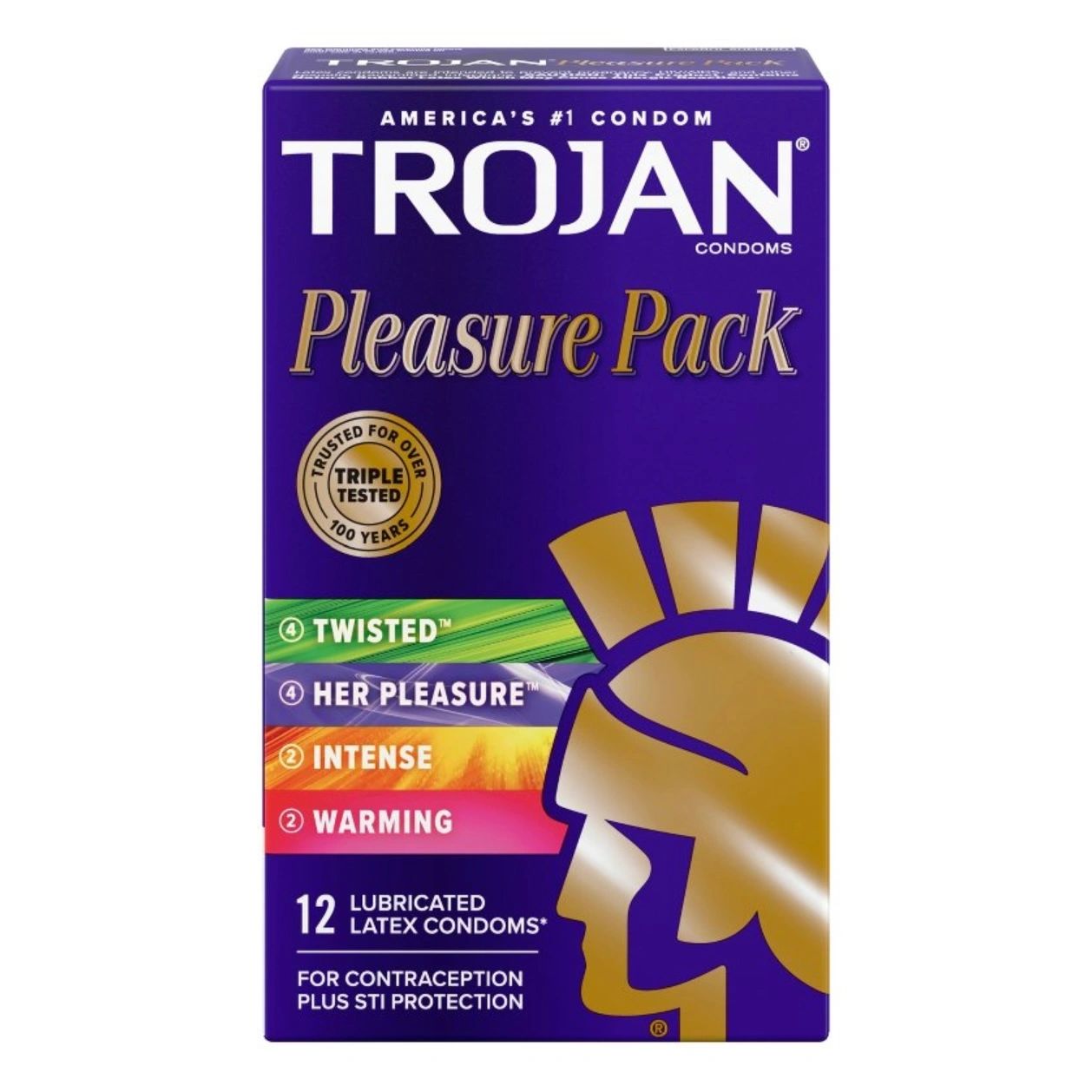 Trojan Pleasure Pack Lubricated Condoms - 12ct
