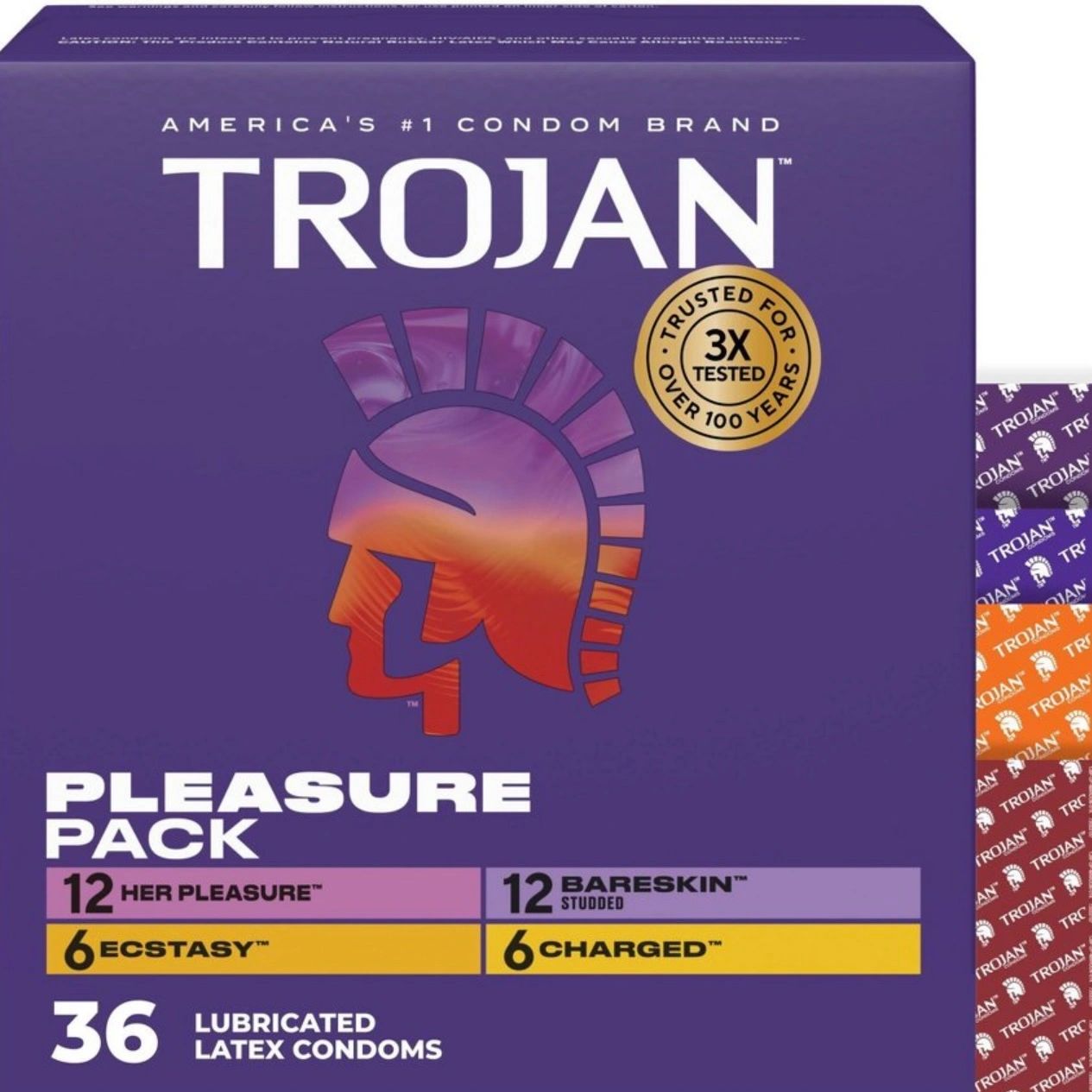 Trojan Pleasure Pack Assorted Lubricated Condoms - 36ct