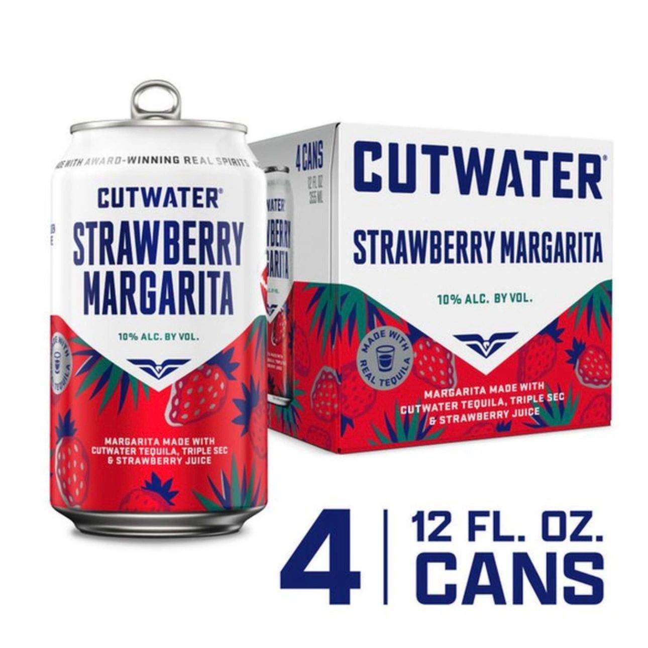 Cutwater Tequila Strawberry Margarita Tequila 4 Pack 12 Fl Oz Cans