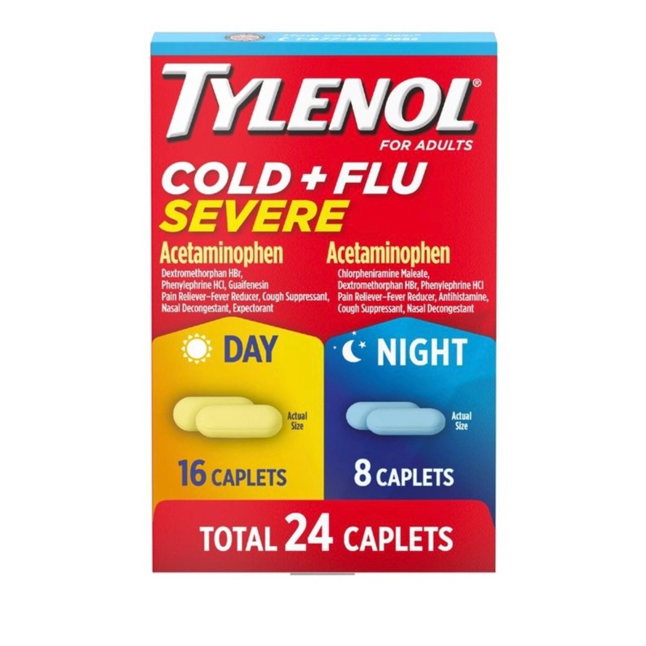 Tylenol Cold+Flu Severe Day/Night Caplets - Acetaminophen - 24ct