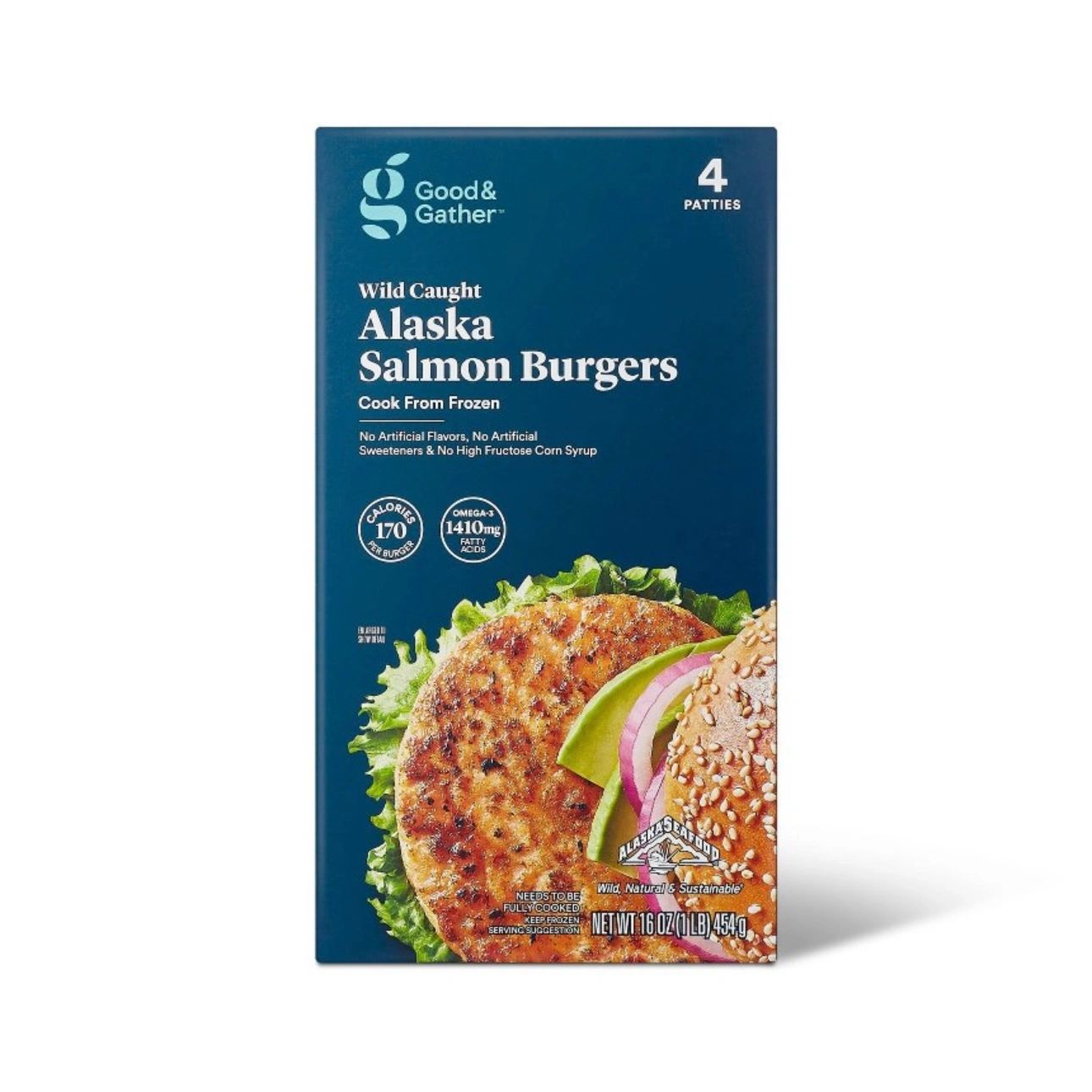 Alaska Salmon Burger Patties - Frozen - 16oz/ 4ct - Good & Gather™