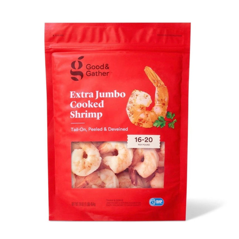 Peeled & Deveined Tail On Cooked Shrimp - Frozen - 16-20ct/16oz - Good & Gather™