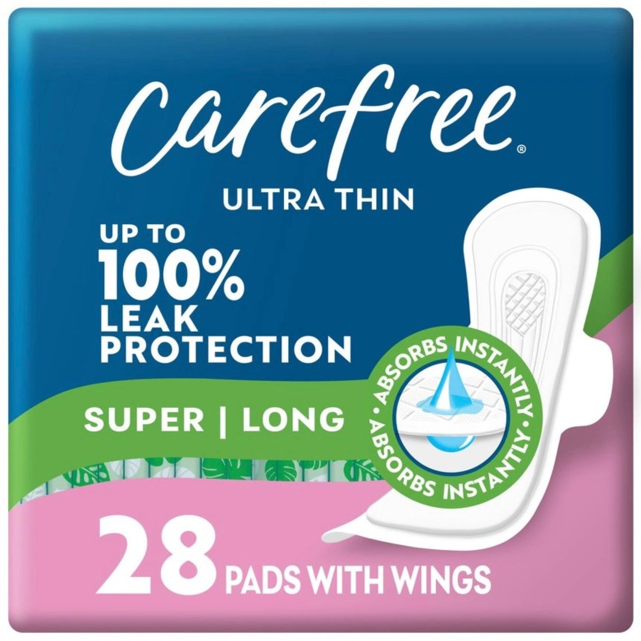 Carefree Ultra Thin Super/Long Pads with Wings -28ct