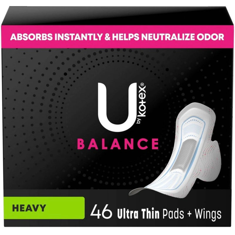 U by Kotex Balance Ultra-Thin Heavy Pads with Wings - Unscented - 46ct