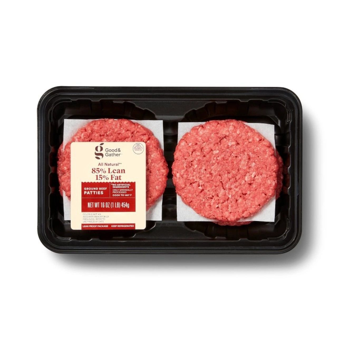All Natural 85/15 Ground Round Burger Patties - 4pk/1lb - Good & Gather™