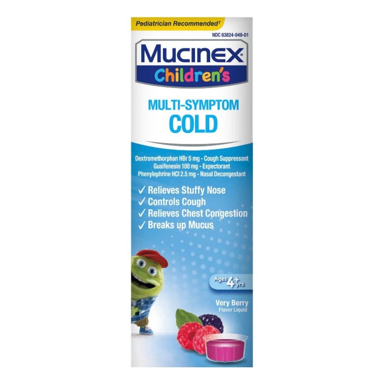Mucinex Children's Multi-Symptom Cold Medicine Liquid - Very Berry - 4 fl oz