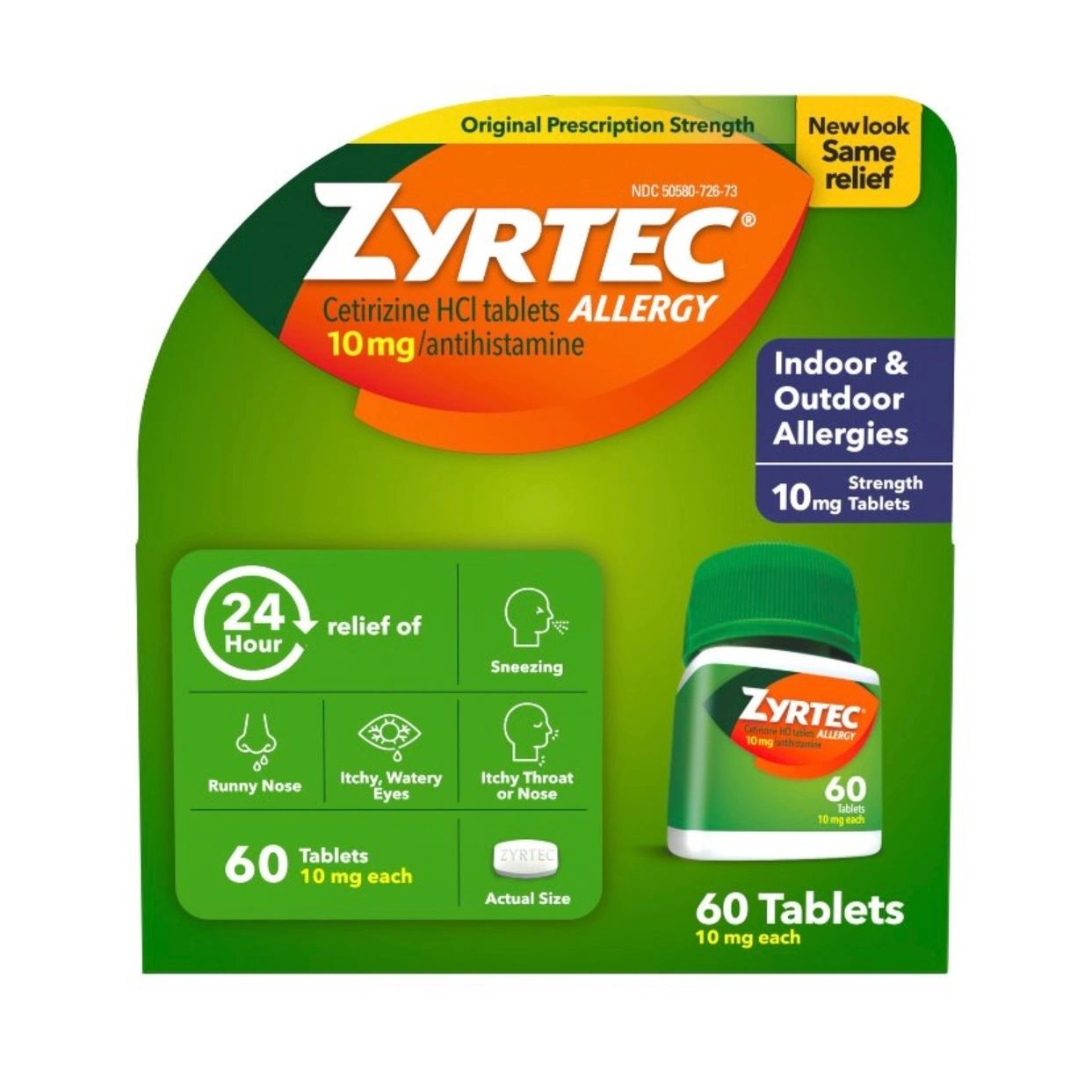 Zyrtec 24 Hour Allergy Relief Tablets - Cetirizine HCI - 60ct